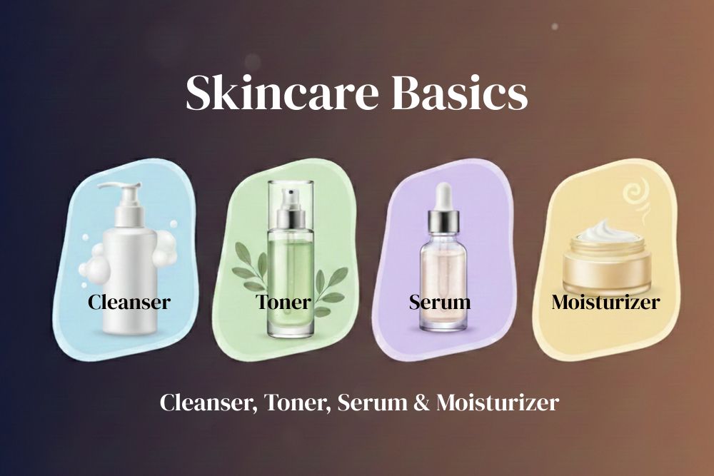 skincare basics cleanser toner serum moisturizer